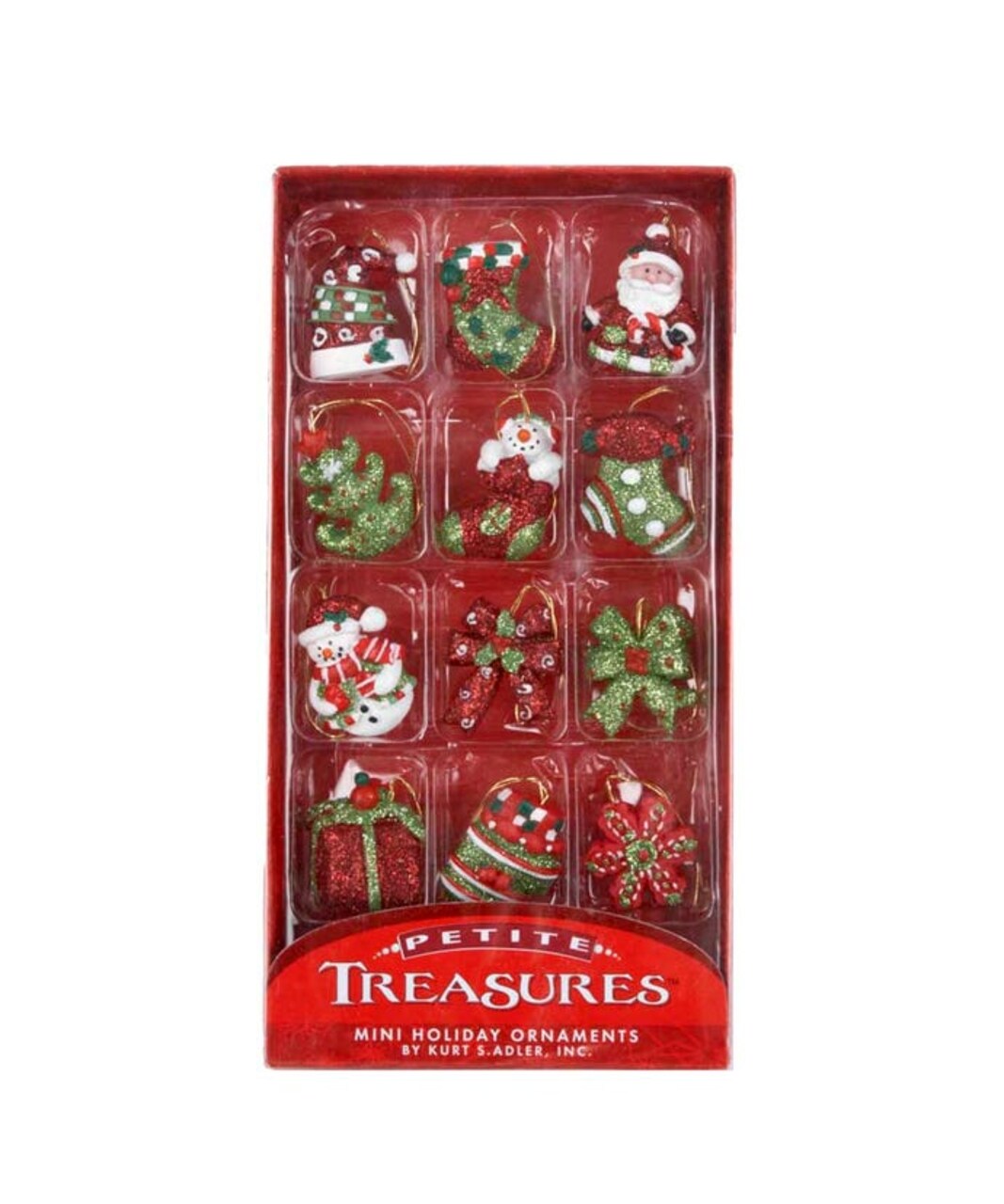 Petite Treasures Miniature Peppermint Ornaments, 12-Piece Box Set